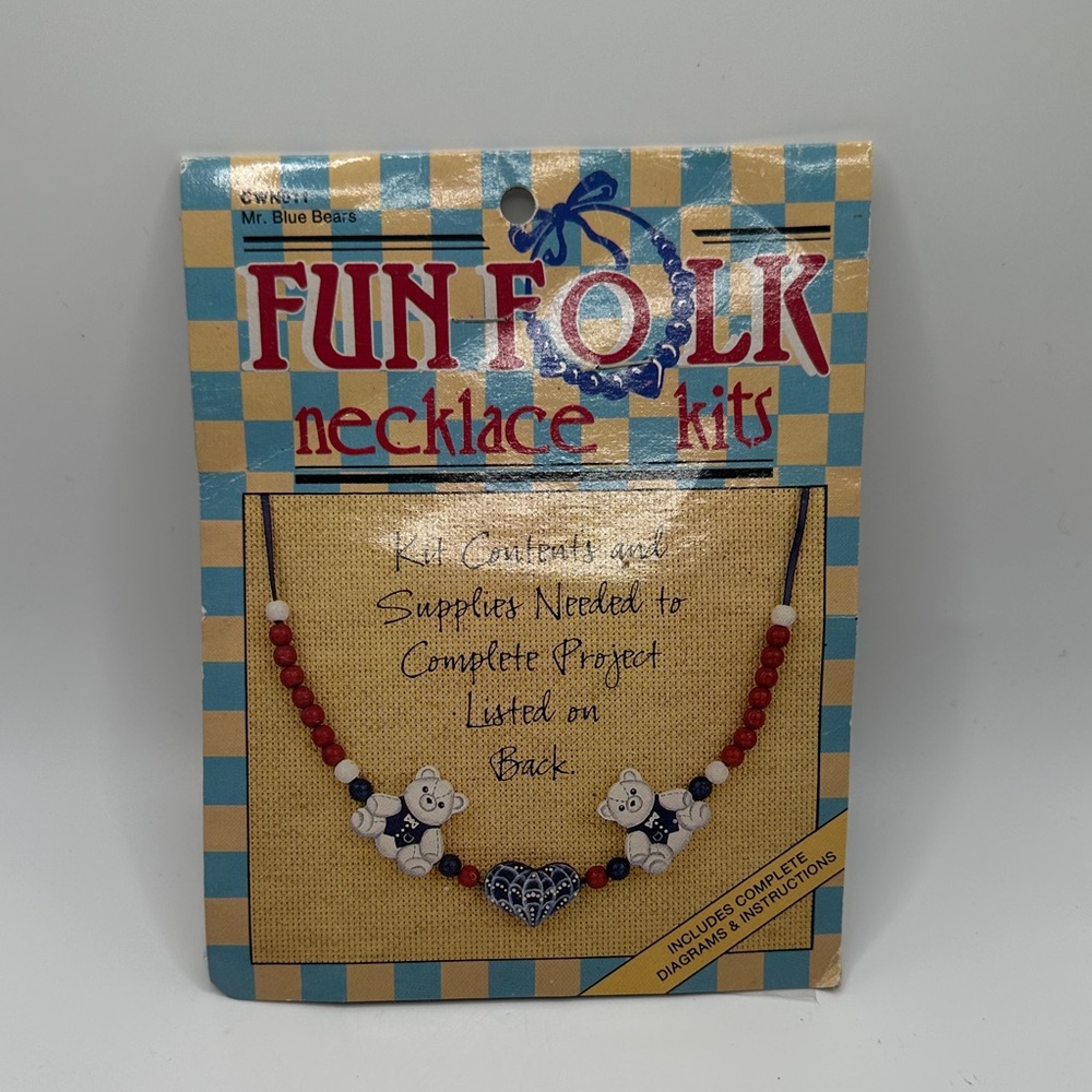 Vintage Fun Folk Necklace Kit with Red and Blue Beads